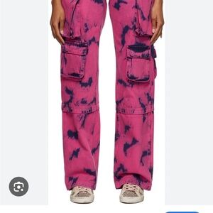 MSGM Milano Pink Tie-Dye Cargo Jeans